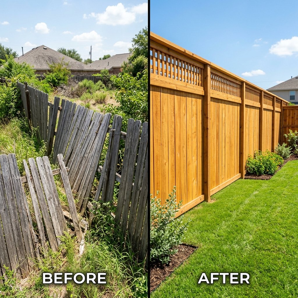 Before and After Fence Repair